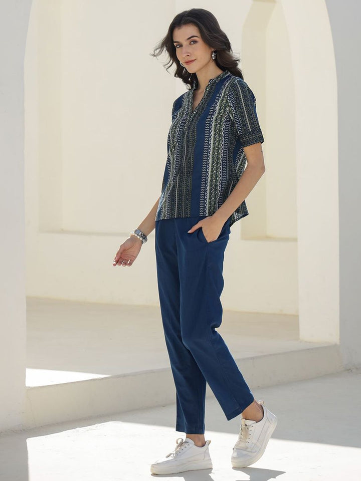 SANSKRUTIHOMES Women Printed Pure Cotton Top With Trousers Co-Ords
