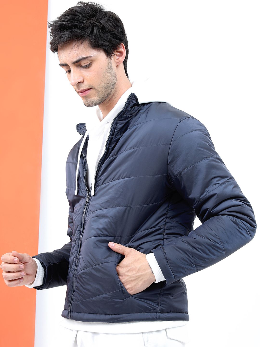 HIGHLANDER Men Navy Blue Padded Jacket