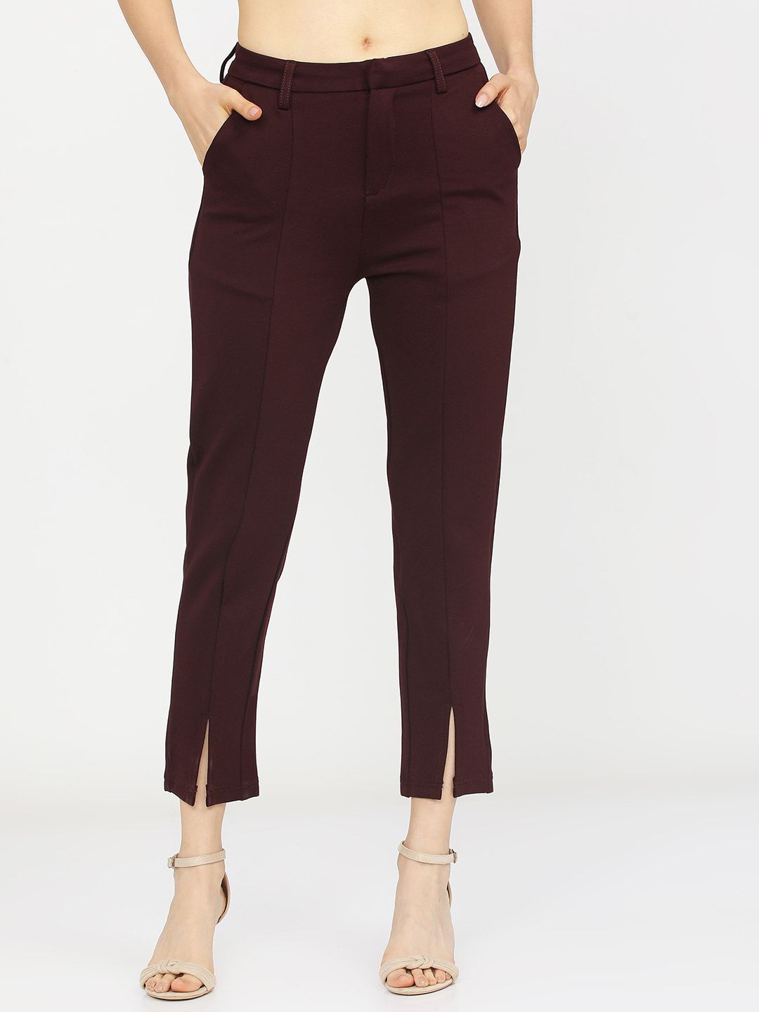 CHIC BY TOKYO TALKIES Women Purple Slim Fit Trousers