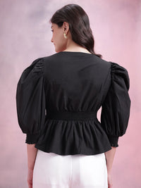 DressBerry Smocked Pure Cotton Peplum Top