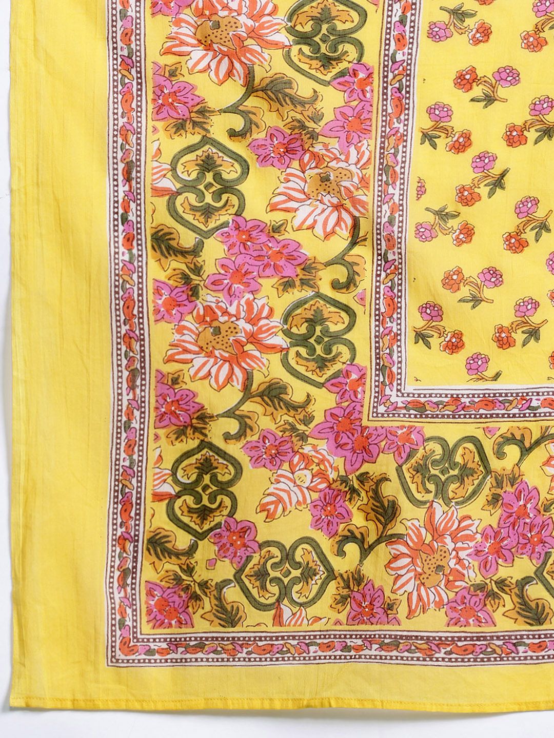 Indo Era Floral Printed Empire Gotta Patti Pure Cotton Kurta With Trousers & Dupatta