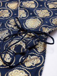Anouk Ethnic Motifs Foil Printed Wrap Style A-Line Midi Ethnic Dress