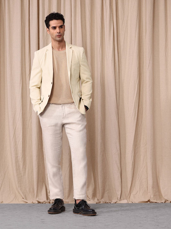 Mr.Bowerbird Self Design Textured Tailored Fit Single Breasted Casual Blazer