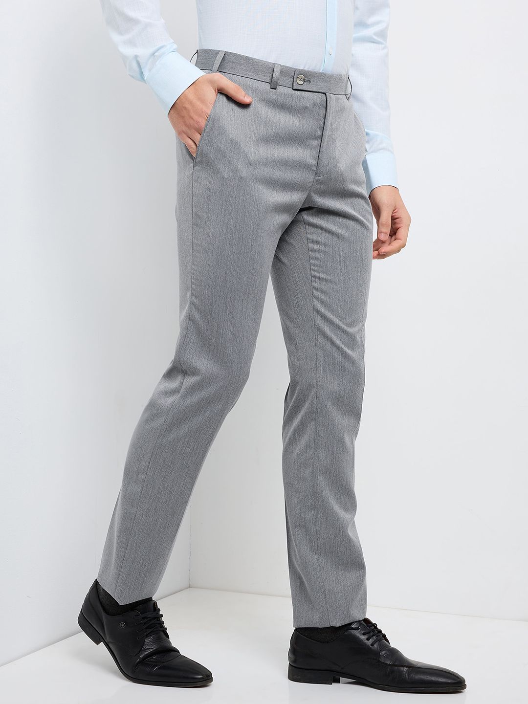 Raymond Men Slim Fit Low-Rise Formal Trousers