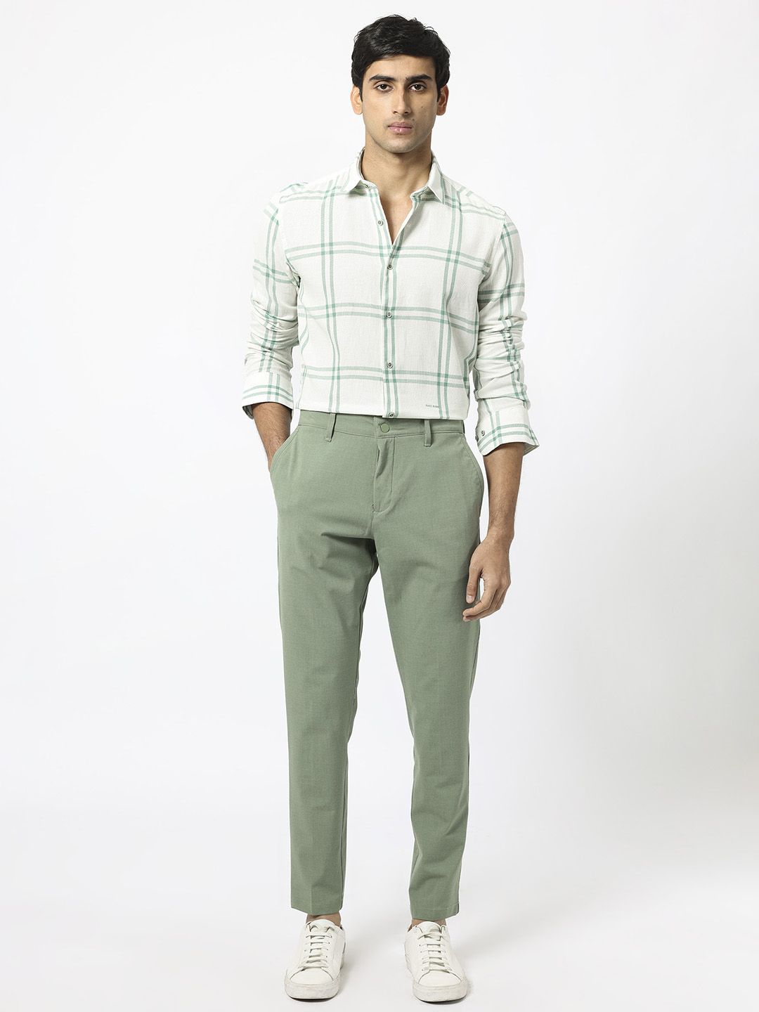 RARE RABBIT Men Solan Slim Fit Tartan Checked Cotton Shirt