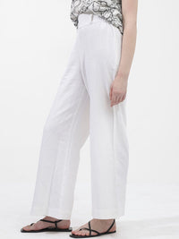 RAREISM Women Tailored Loose Fit High-Rise Linen Trouser