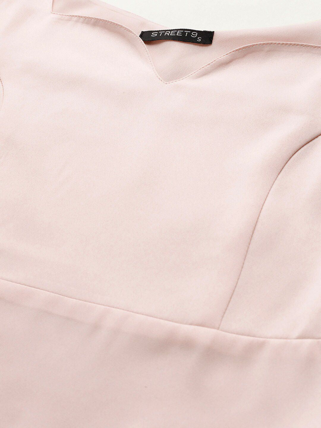 Street 9 Peach Puff Sleeves Regular Crop Top