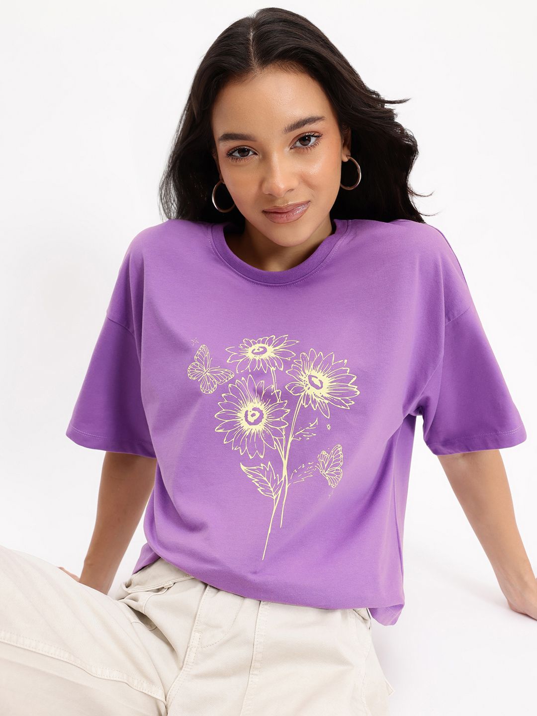 DressBerry Lavender Haze Flower Fantasy Crop T-shirt