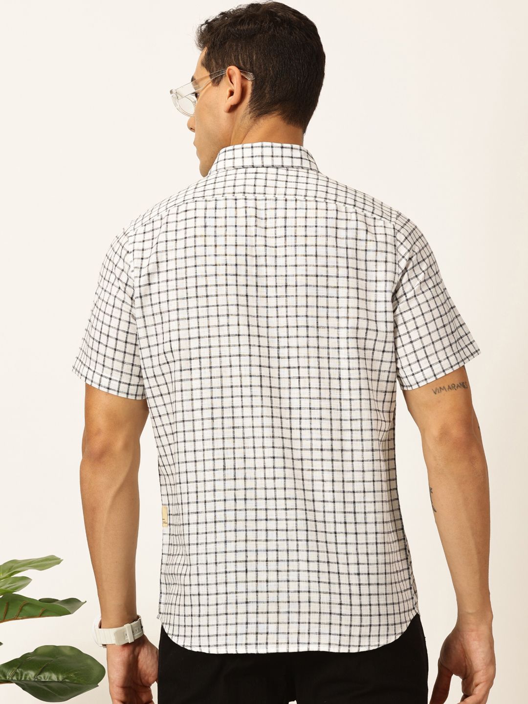 Thomas Scott Men Premium Micro Checks Cotton & Linen Casual Shirt