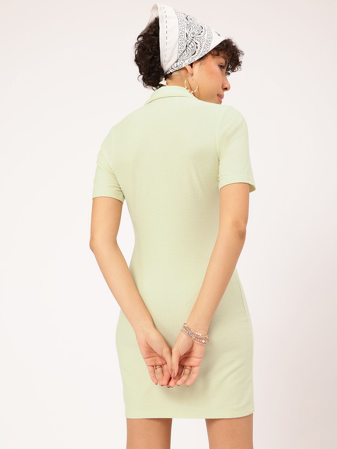 Tekstur Rushed Ruched Knit Bodycon Mini Dress