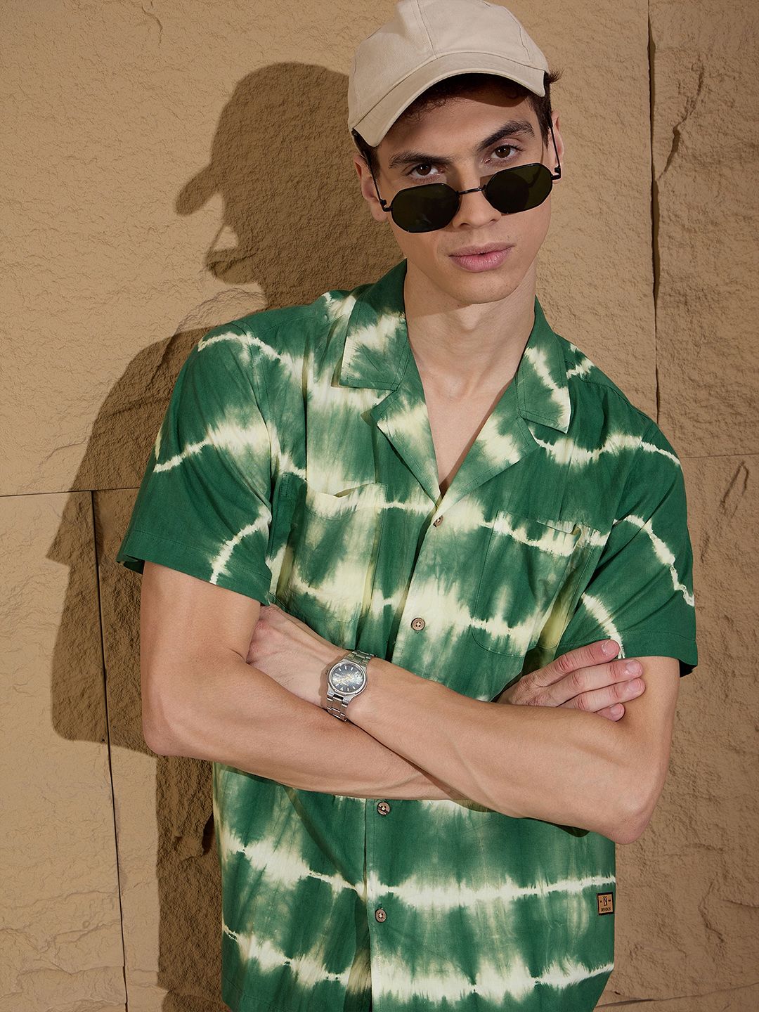 DENNISON Pure Cotton Tie & Dye Oversized Casual Shirt