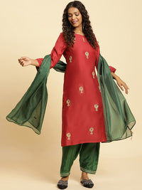 W Festive Solid Rayon Straight Kurta