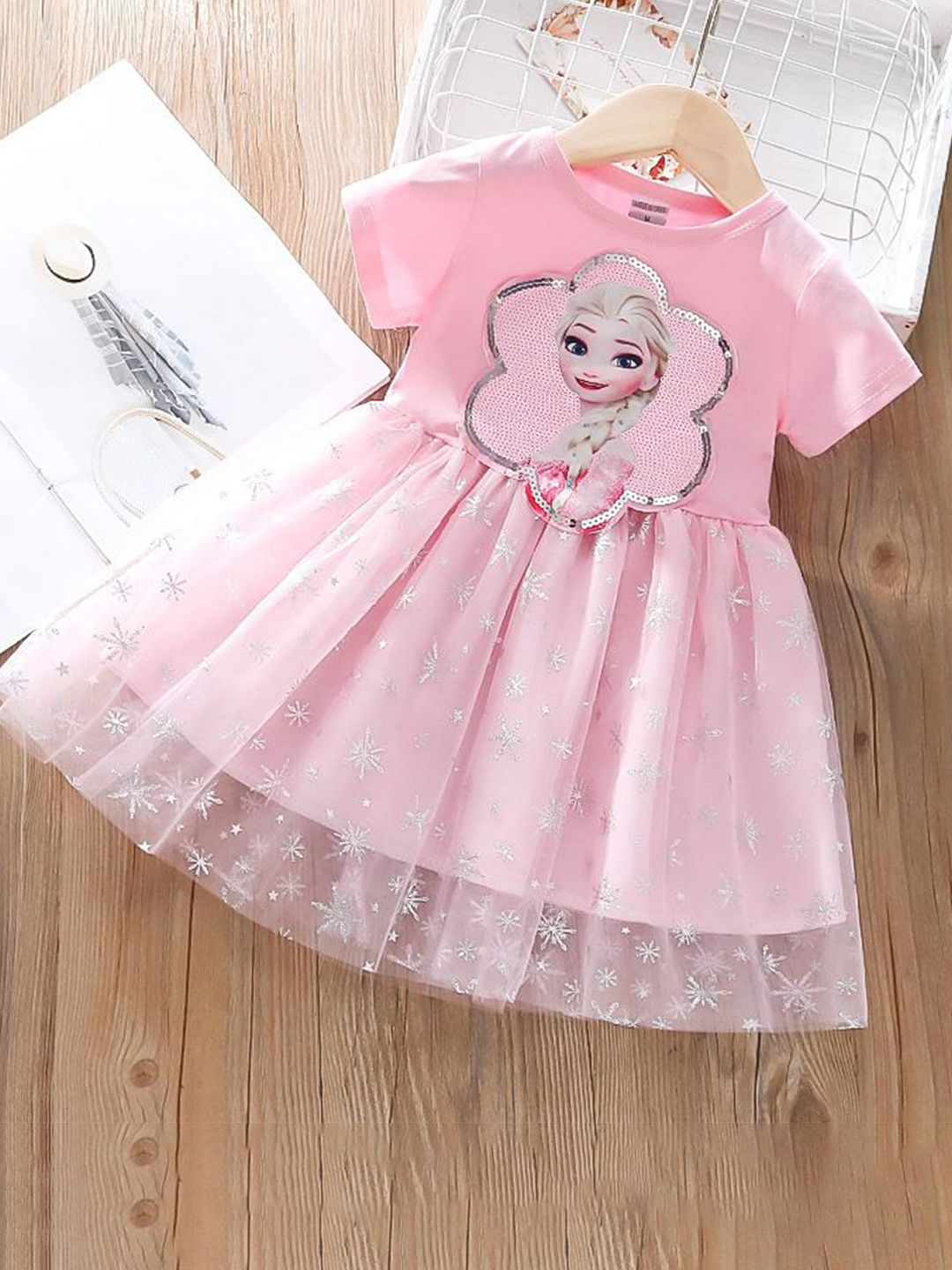 YK Girls Embellished Cotton Fit & Flare Dress