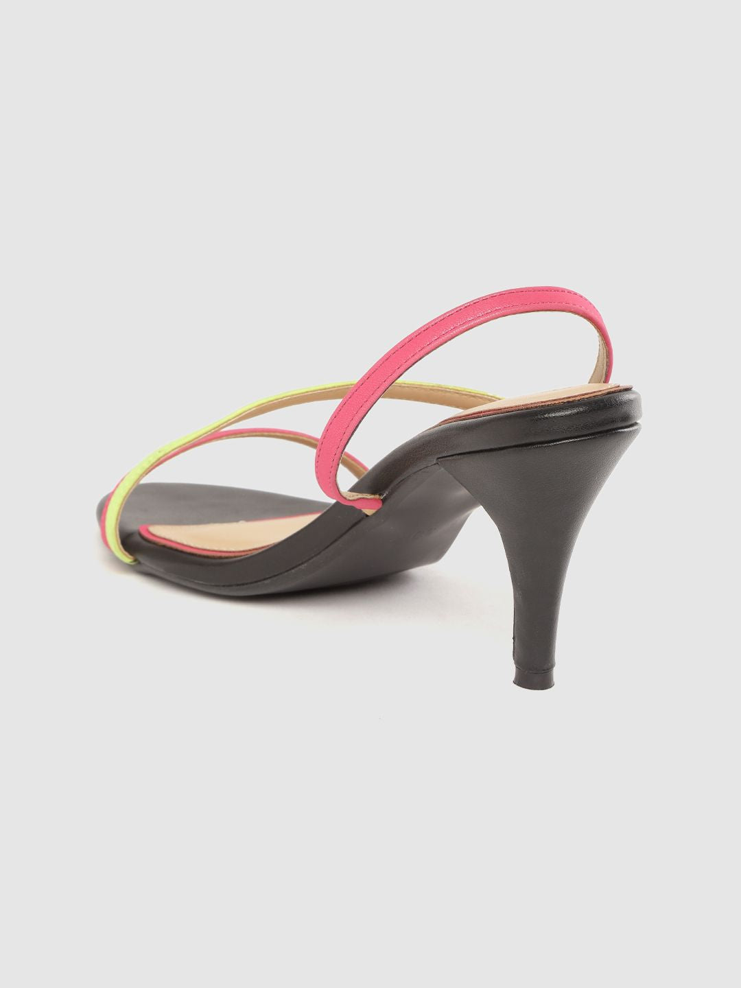 DressBerry Women Fuchsia Pink & Lime Green Colourblocked Strappy Slim Heels