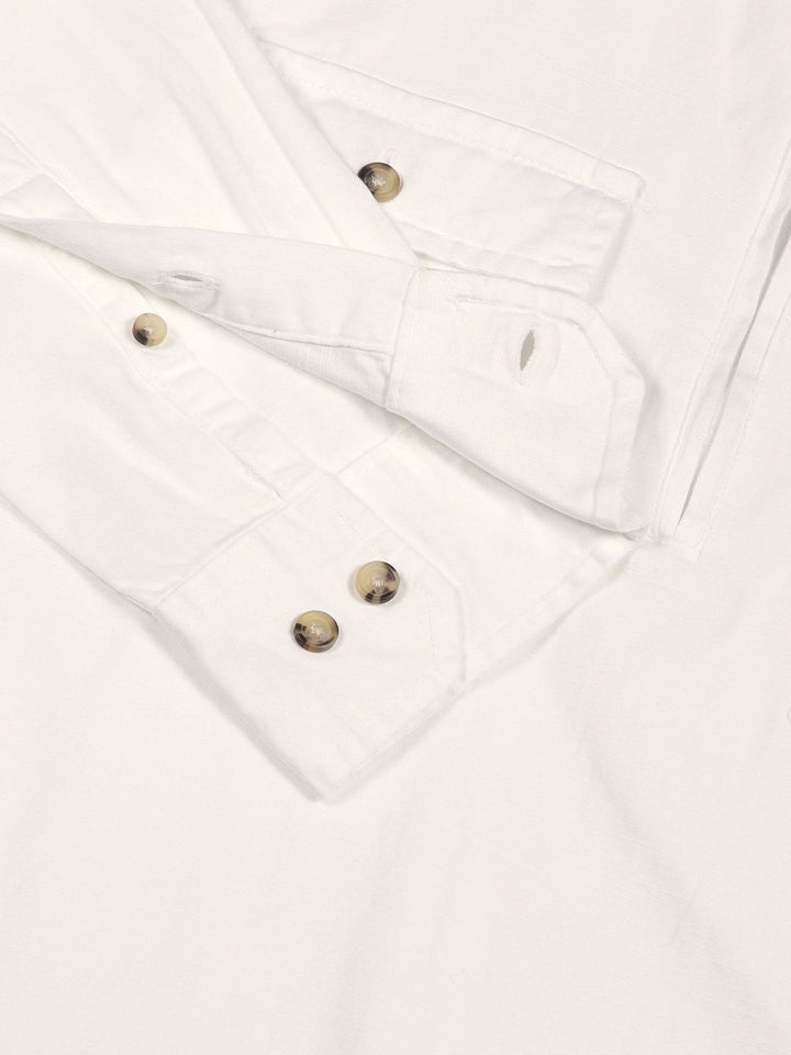 Thomas Scott Men Classic Spread Collar Solid Cotton Casual Shirt
