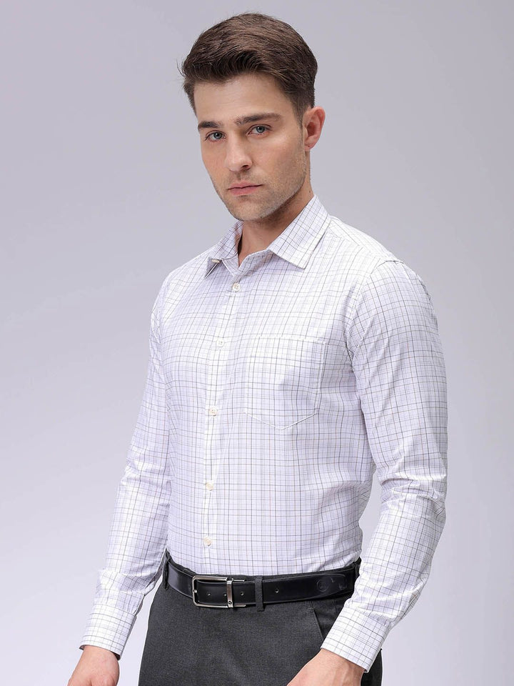 The Indian Garage Co. X Luxe Men Spread Collar Checked Cotton Slim Fit Formal Shirt