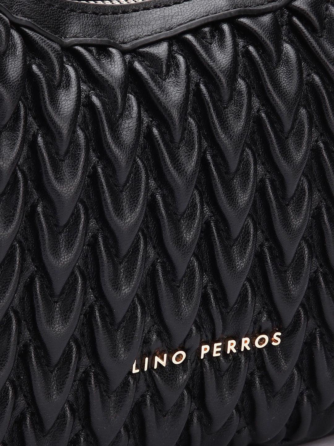 Lino Perros Women Textured Structured Shoulder Bag with Quilted Detail