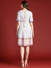 Anouk Ethnic Motifs Print Lace-Up Back A-Line Dress