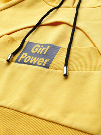 STREET 9 Women Yellow Printed Crop Hooded Sweatshirt