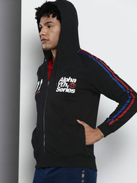 The Indian Garage Co Men Black Hooded Sweatshirt