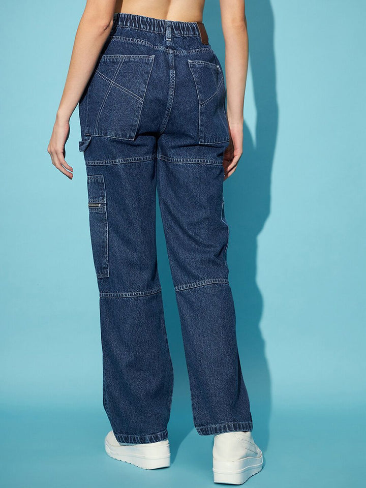 STREET 9 Women Blue Wide Leg High-Rise Clean Look Pure Cotton Jeans
