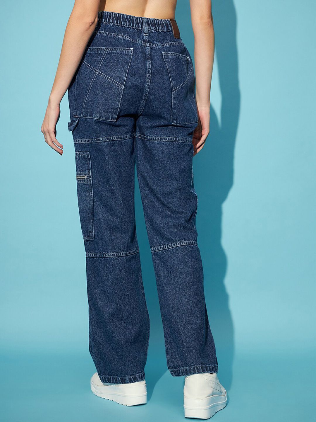STREET 9 Women Blue Wide Leg High-Rise Clean Look Pure Cotton Jeans