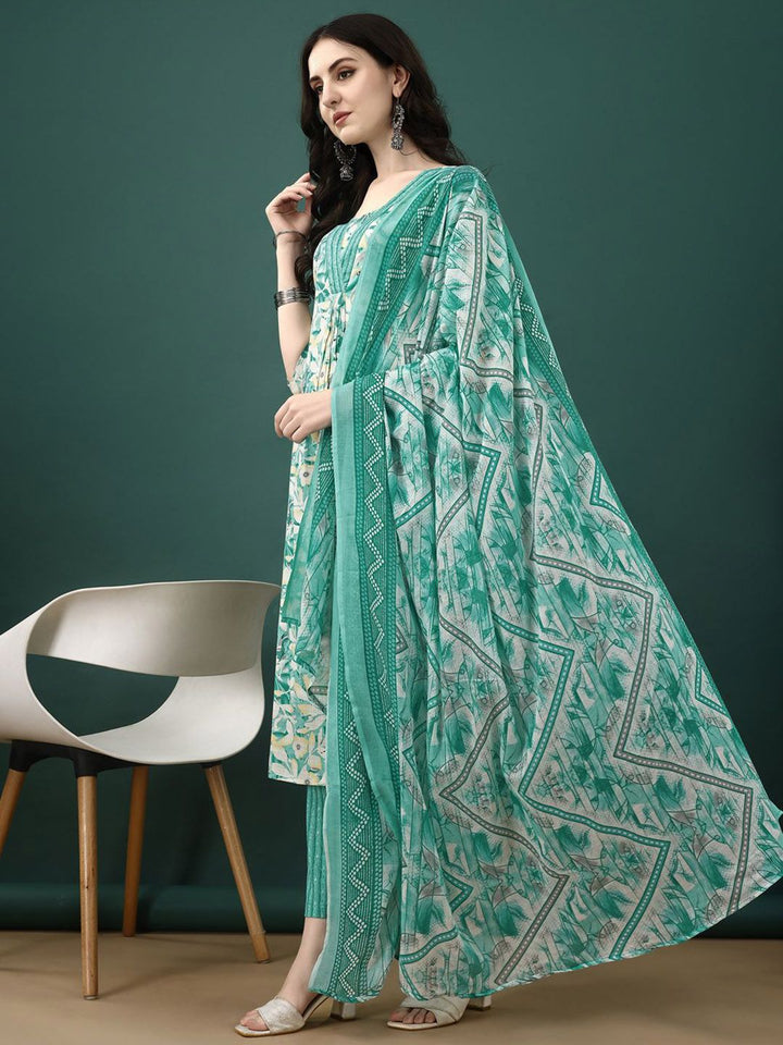 KALINI Floral Printed Kurta ,Trousers & Dupatta