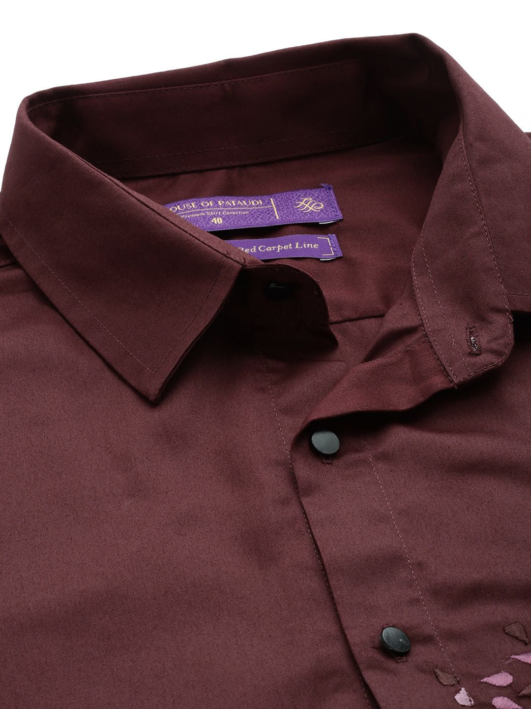 House of Pataudi Self Design Pure Cotton Opaque Party Shirt