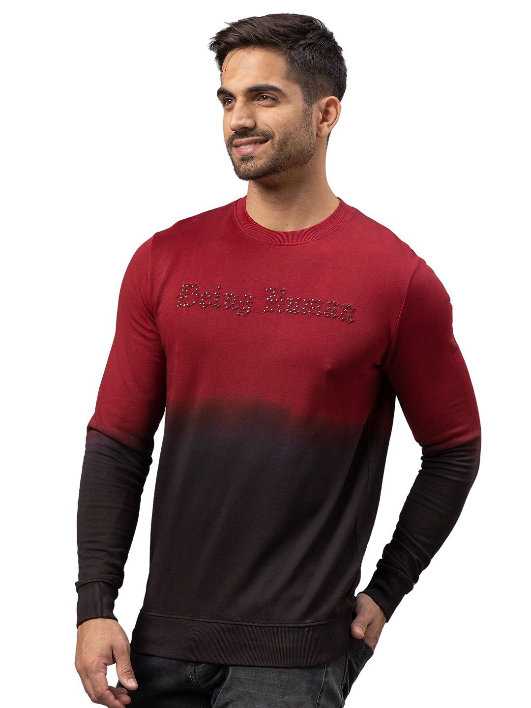 Being Human Men Red Printed Sweatshirt