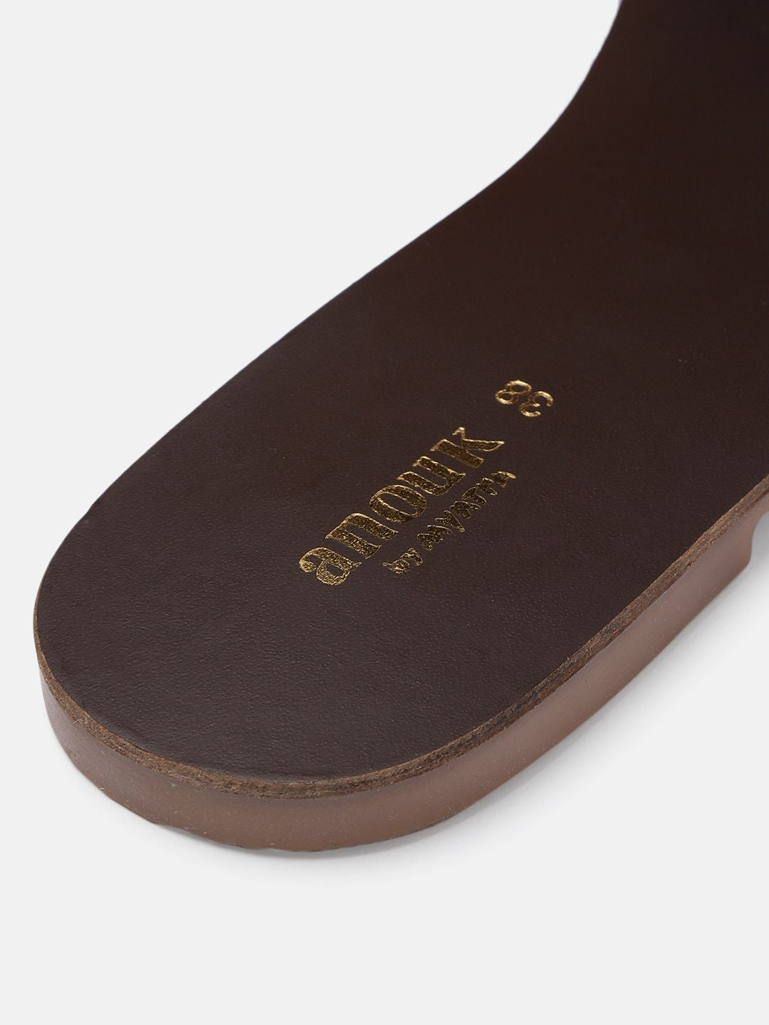 Anouk Women Gold-Toned & Brown Open Toe Flats