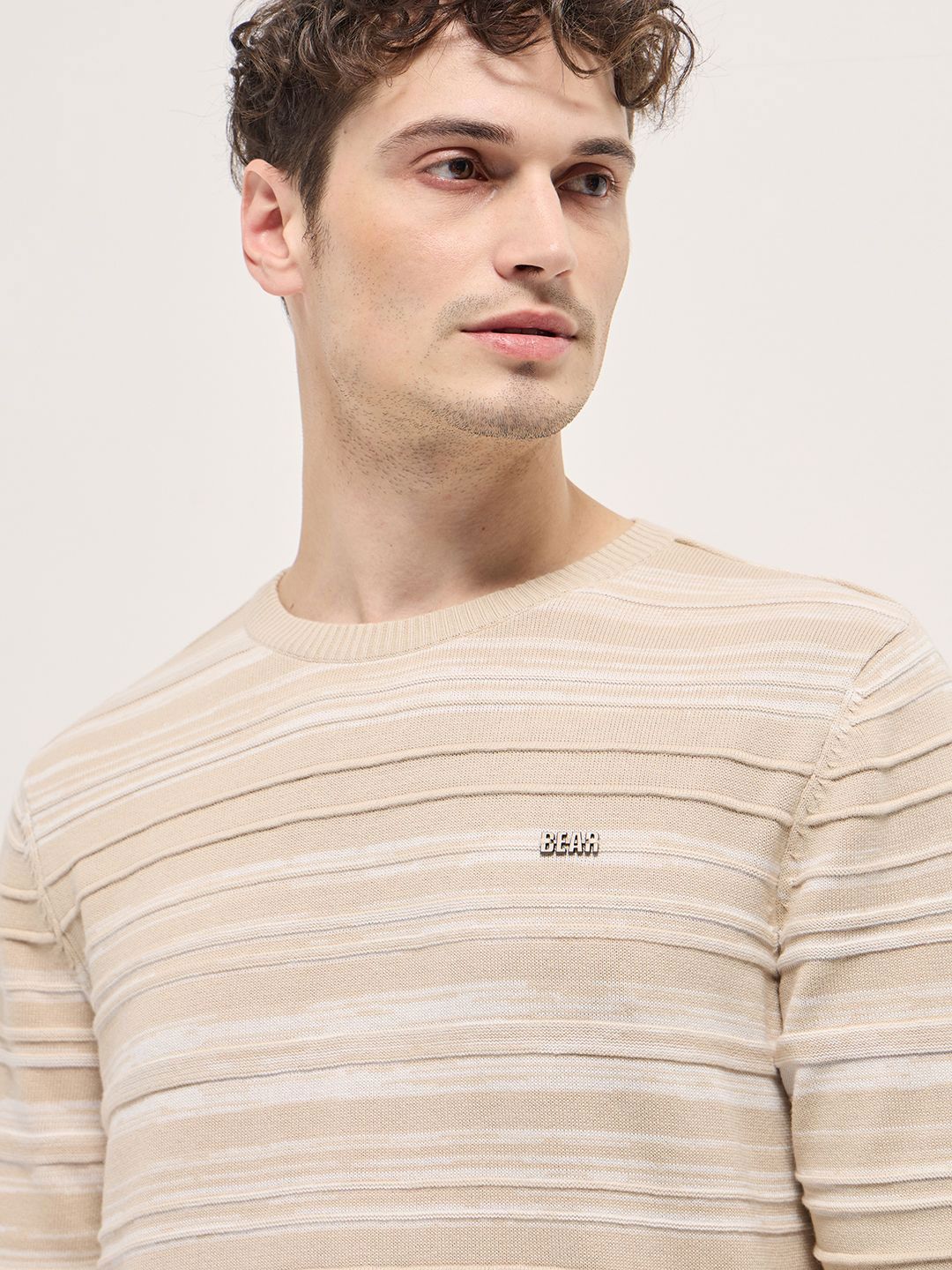 THE BEAR HOUSE Men Cotton Striped Slim Fit T-Shirt
