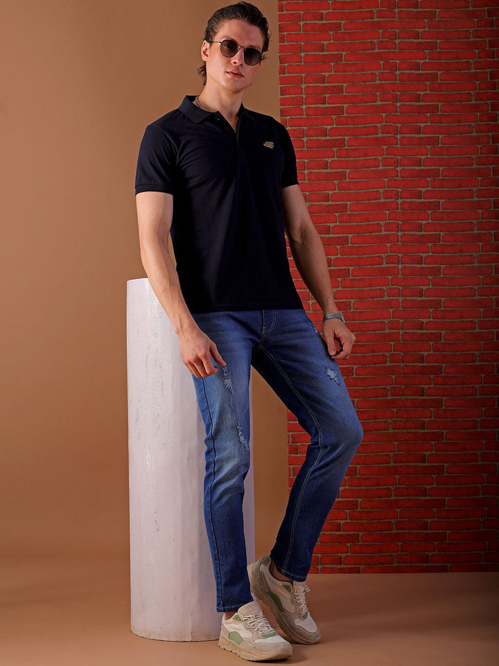 The Indian Garage Co Men Mildly Distressed Mid-Rise Slim Fit Jeans
