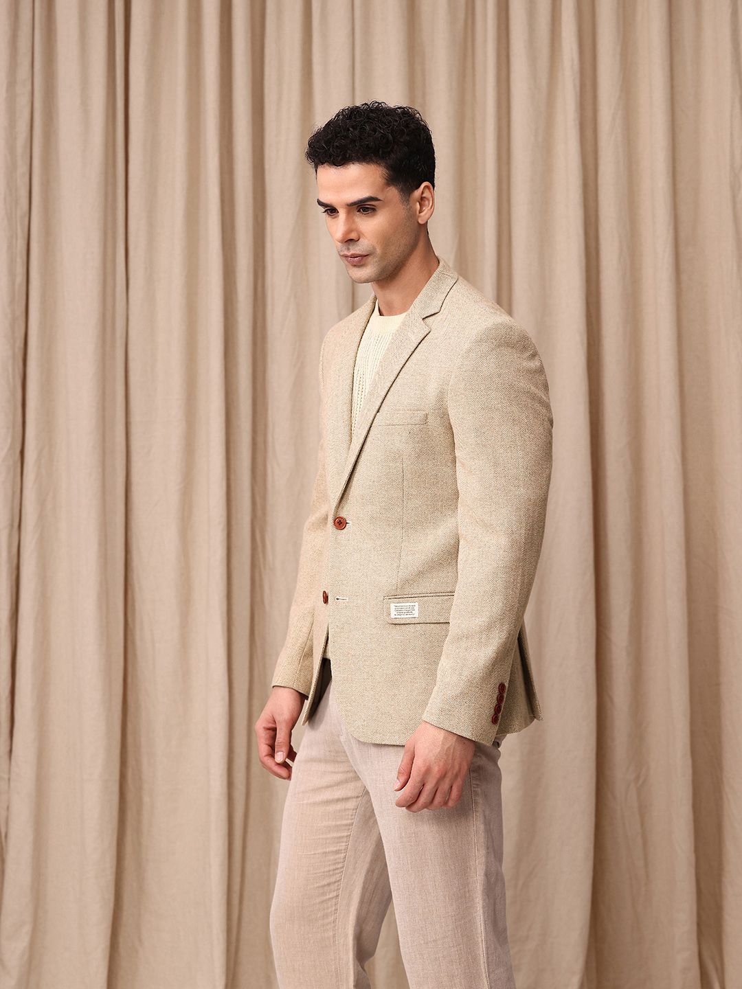 Mr Bowerbird Self Designed Single-Breasted Tailored Fit Casual Blazer