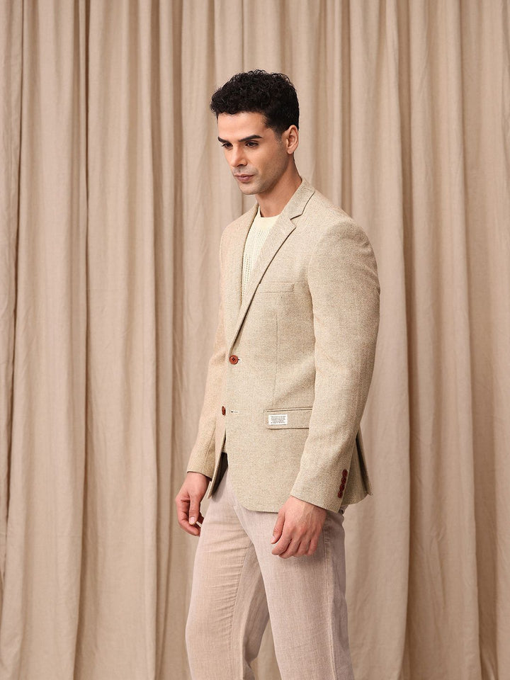 Mr Bowerbird Self Designed Single-Breasted Tailored Fit Casual Blazer