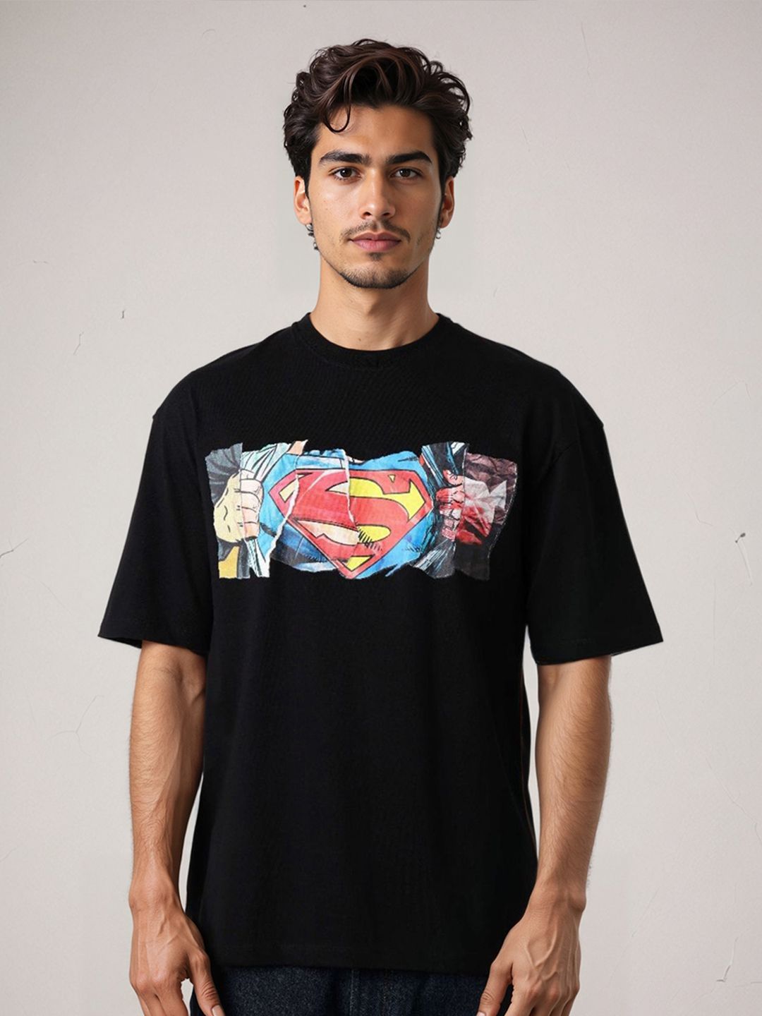 T-Shirt T-Shirt Leher Bercetak Grafik Indian Superman T-Shirt