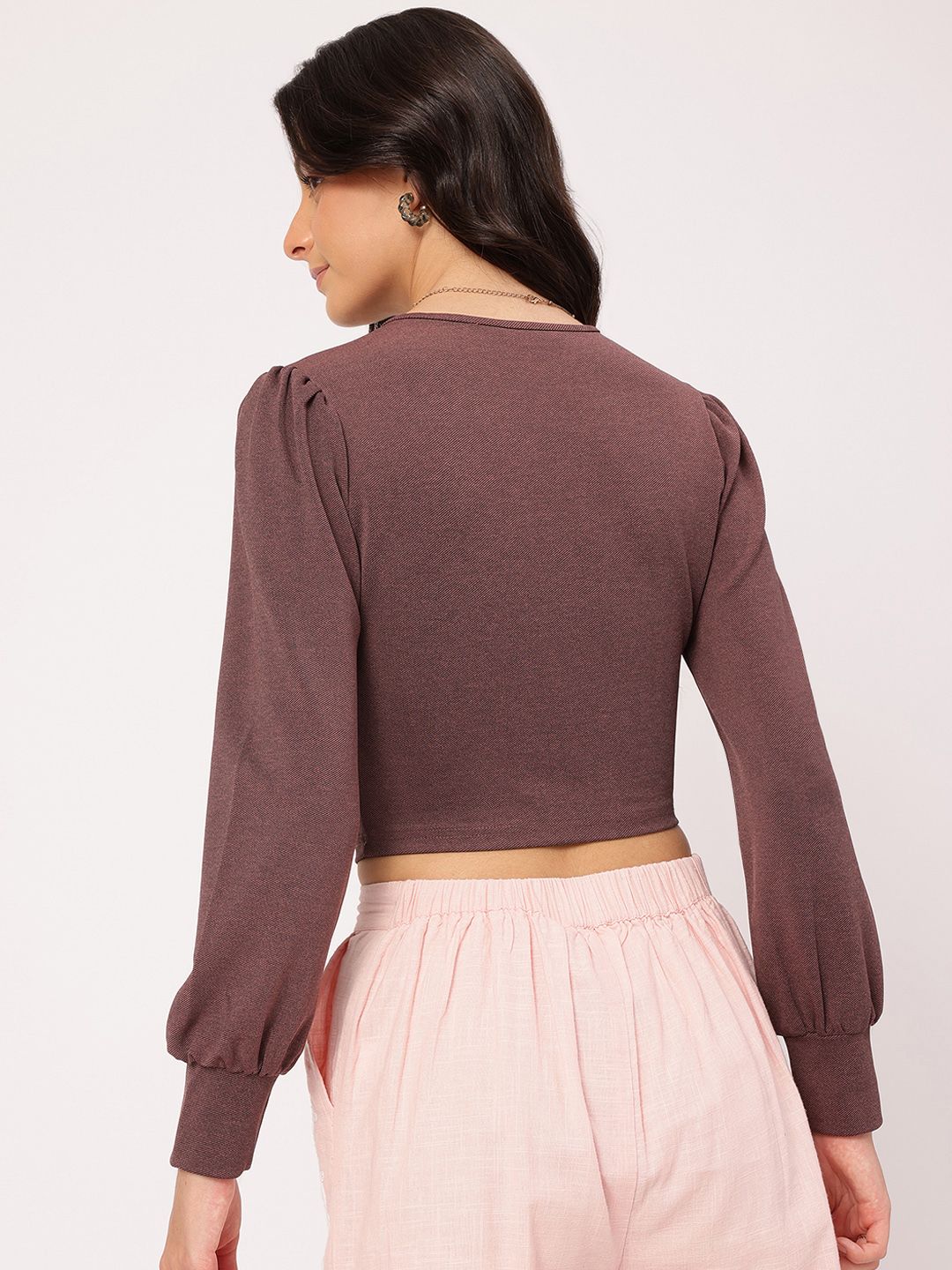 DressBerry Cuteness With Flair V-Neck Empire Crop Top