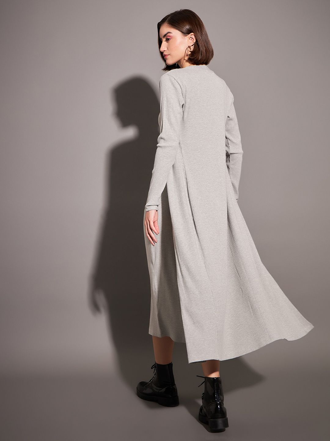 SASSAFRAS Self Design Longline Open Front Shrug