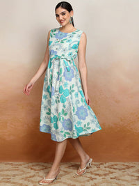 Vishudh Women Floral Print Fit & Flare Midi Dress