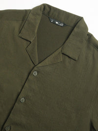 THE BEAR HOUSE Cuban Collar Seersucker Weave Casual Shirt