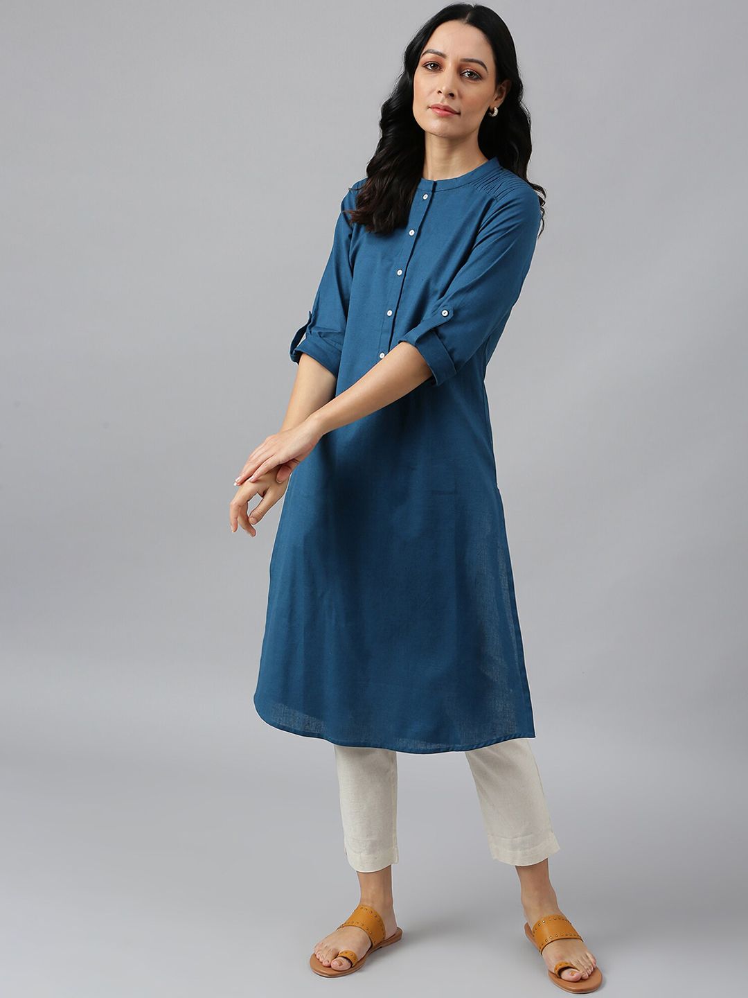W Women Blue Indie Prints Kurta