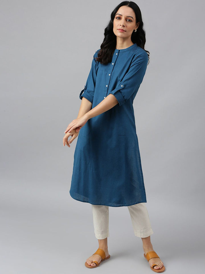 W Women Blue Indie Prints Kurta