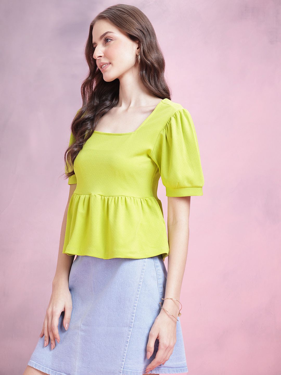 DressBerry Puff Sleeve Peplum Top