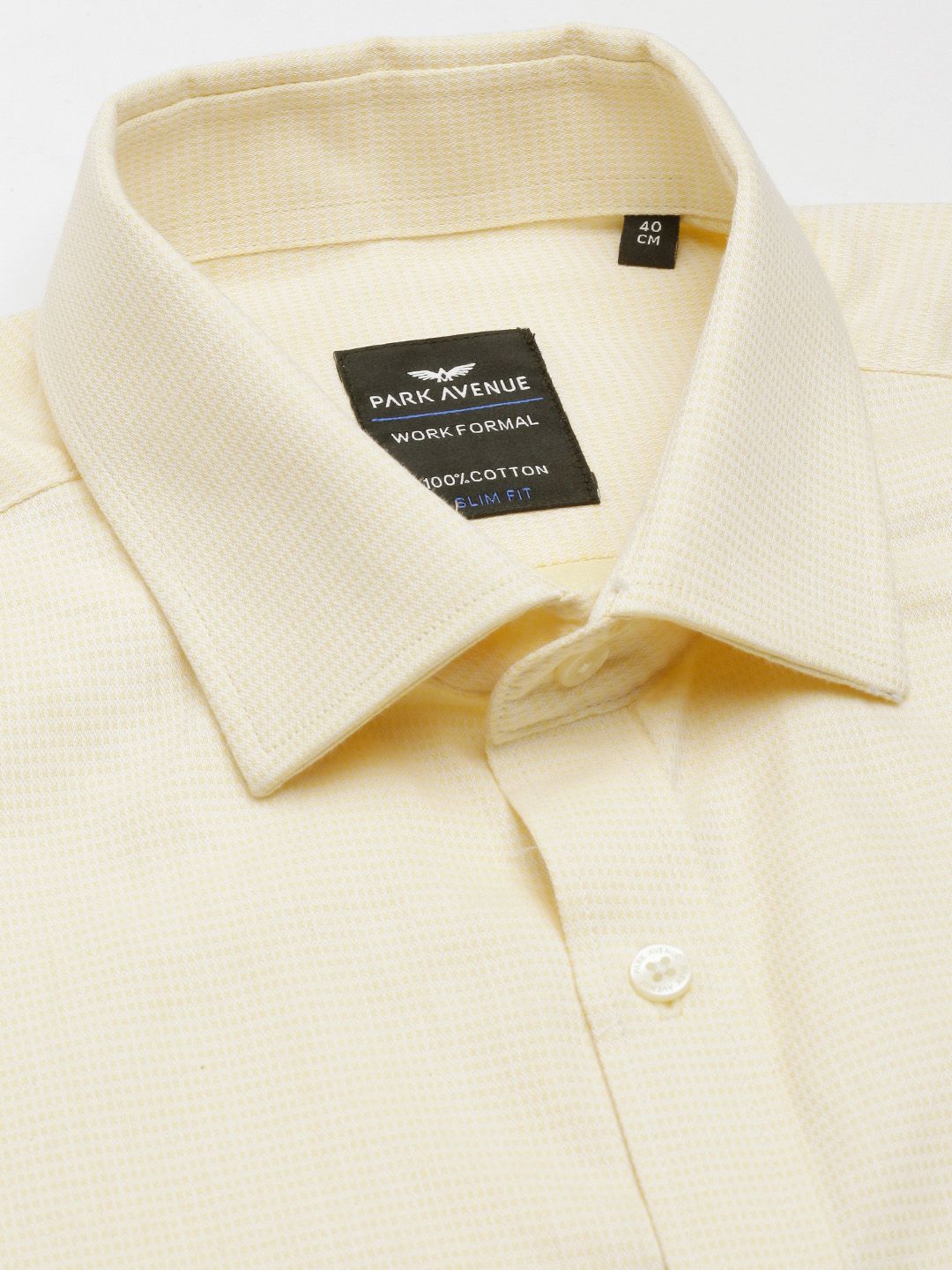 Park Avenue Pure Cotton Self Design Textured Slim Fit Opaque Formal Shirt