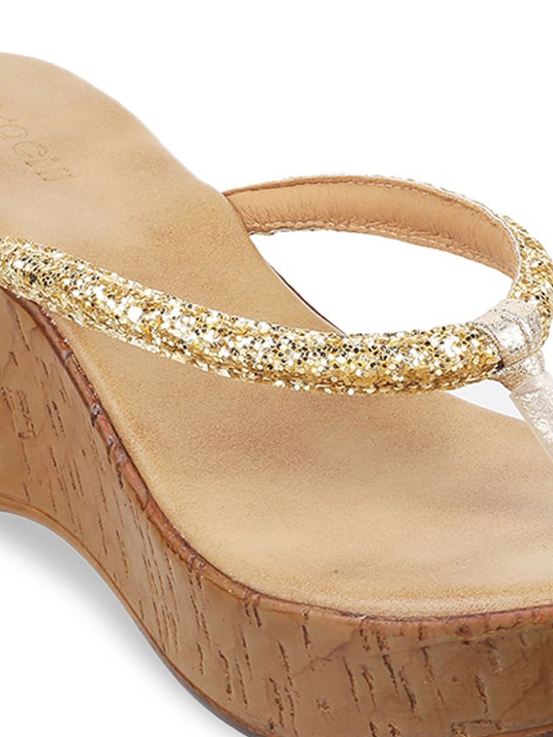 Mochi Gold-Toned Embellished Wedge Sandals