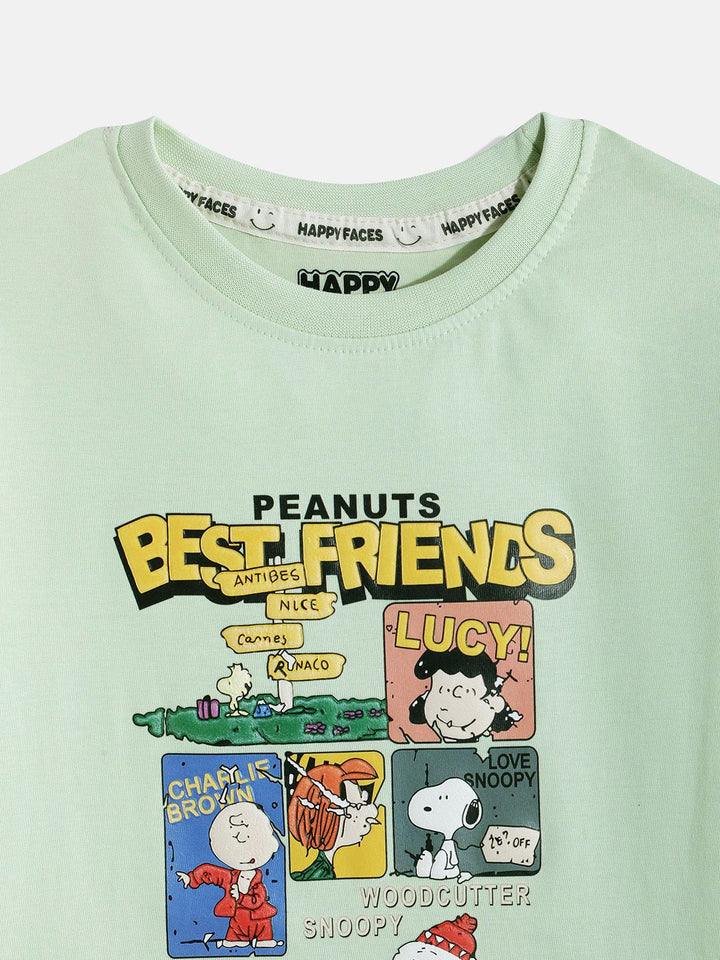 Happy Faces Boys Peanuts Printed Pure Cotton T-shirt