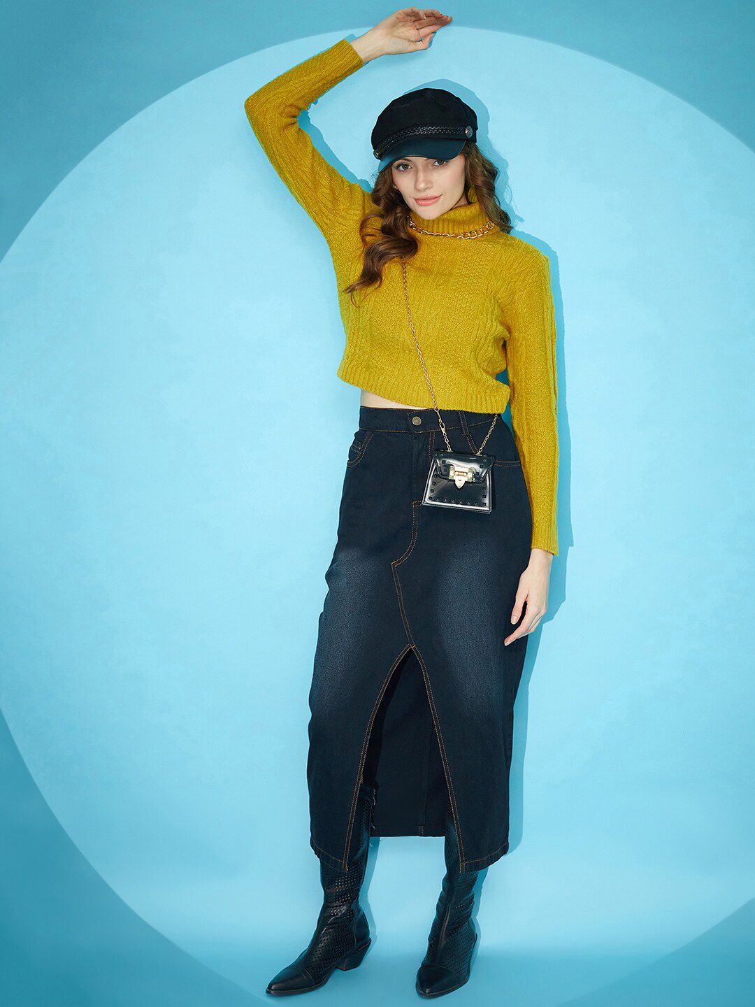 STREET 9 Self Design Turtle Neck Acrylic Pullover