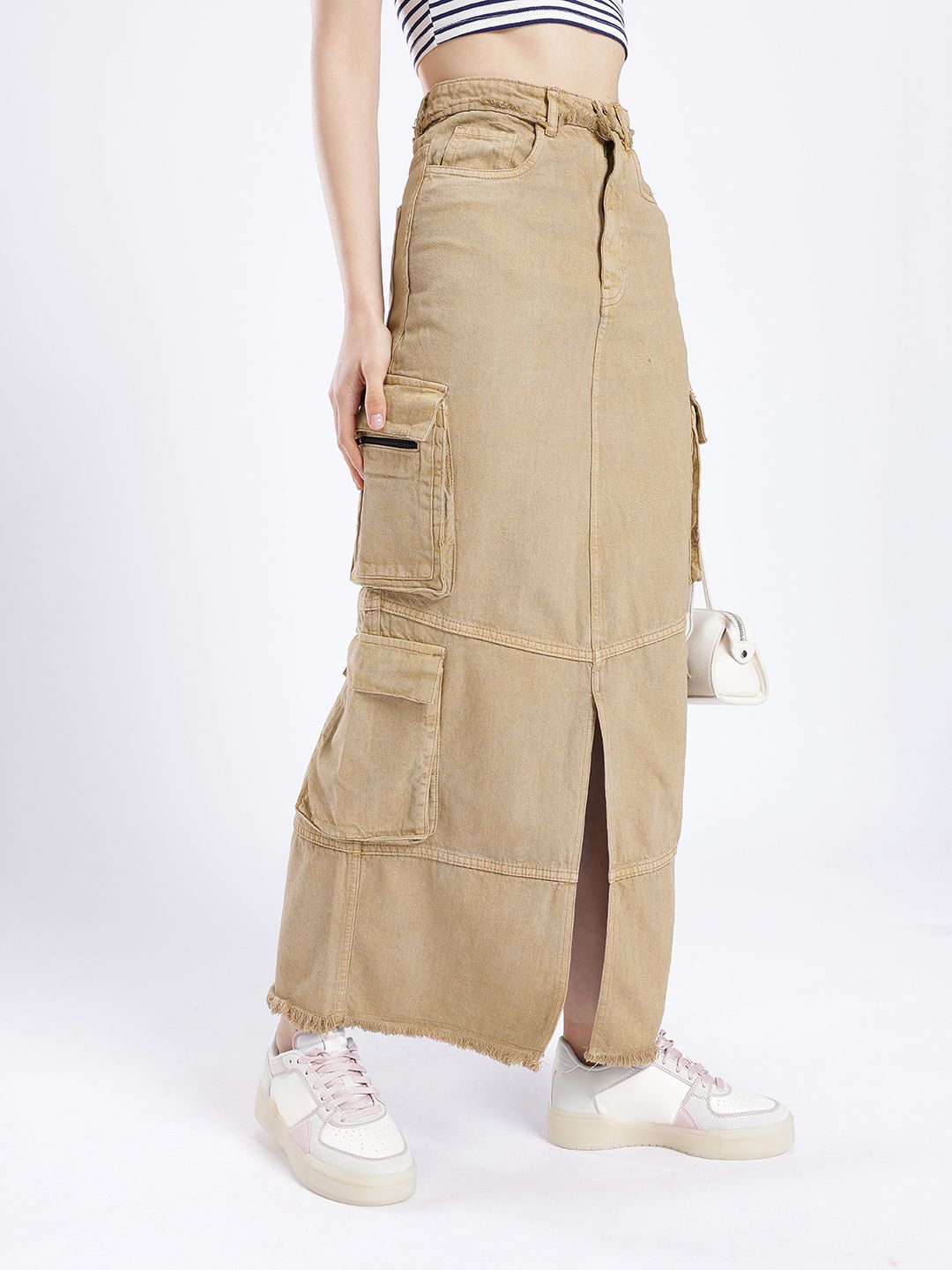 DressBerry Versatile Vogue Cargo Style Denim Maxi Skirt