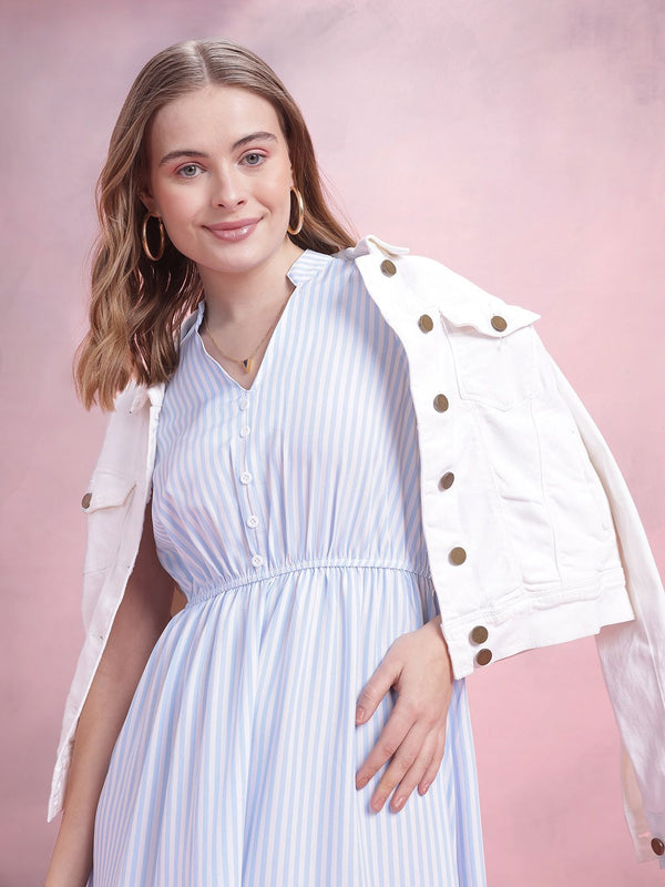 DressBerry Striped Tiered Midi A-Line Dress