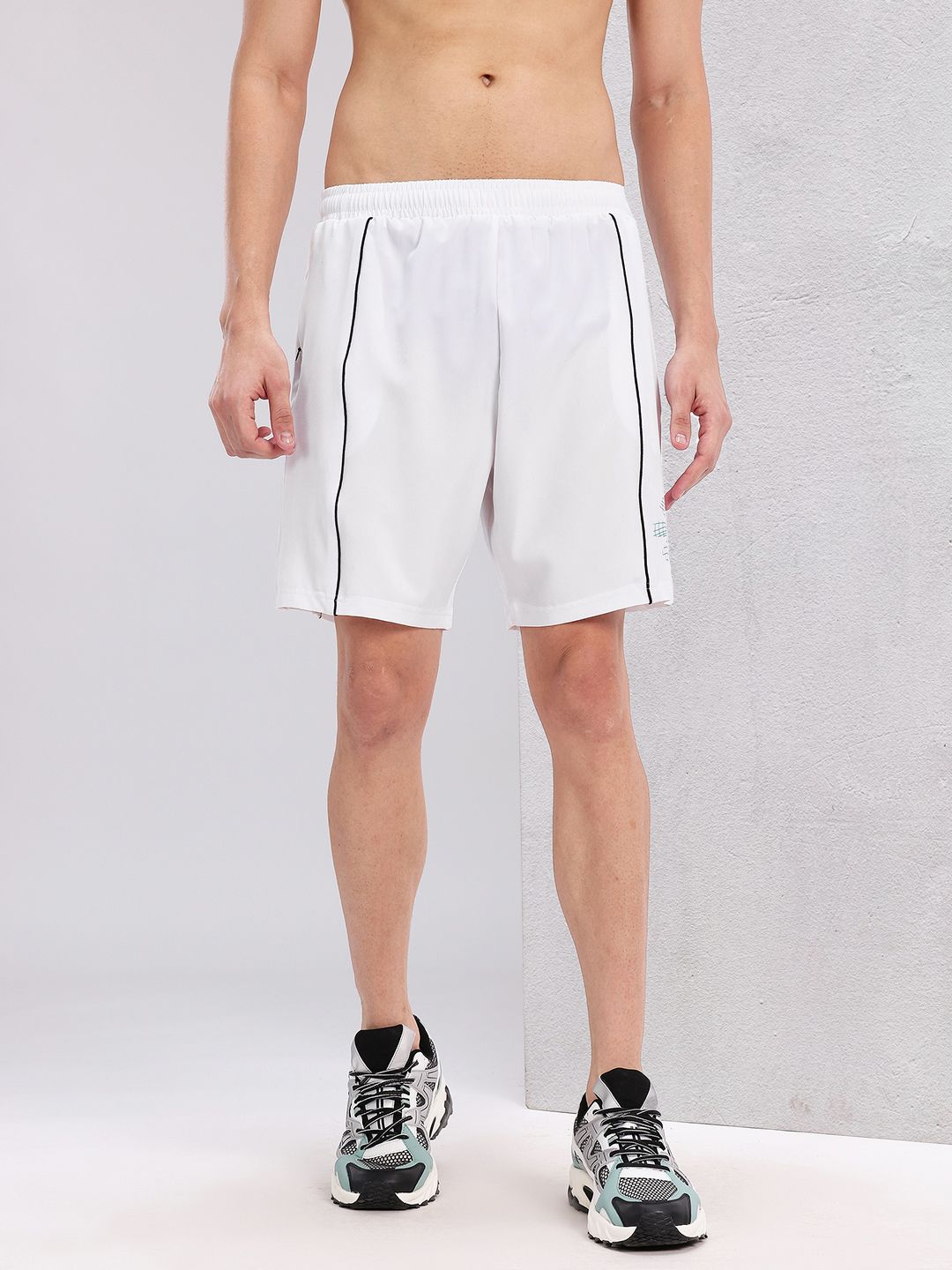 HRX by Hrithik Roshan Men Brand Logo Printed Mid-Rise Training Shorts with Contrast Piping