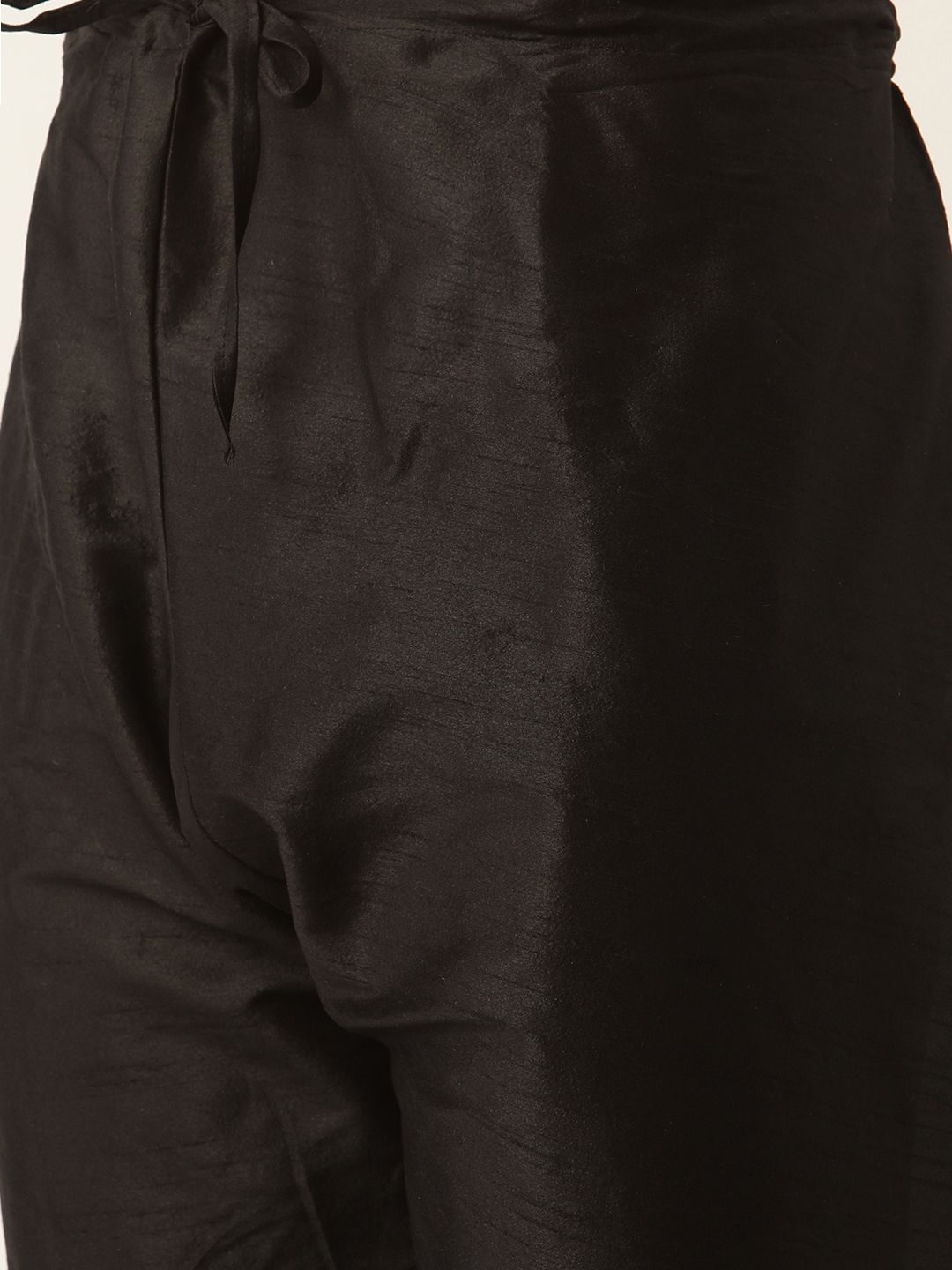 SOJANYA Men Black Solid Kurta with Churidar & Nehru Jacket